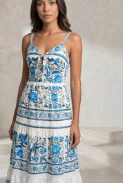 Robe longue bleue à bretelles | Lounelle Paris