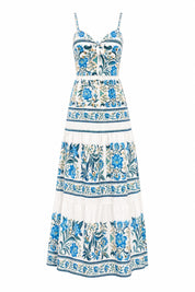 Robe longue bleue à bretelles | Lounelle Paris