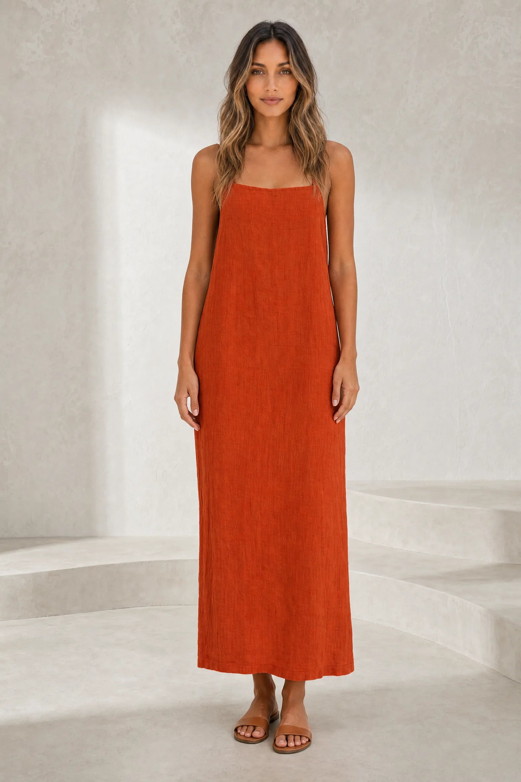 Robe longue bretelles encolure carrée | Lounelle Paris