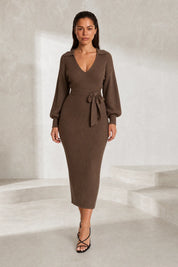 Robe longue col V manches ballon | Lounelle Paris
