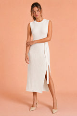 Langes Strickkleid mit Schlitz