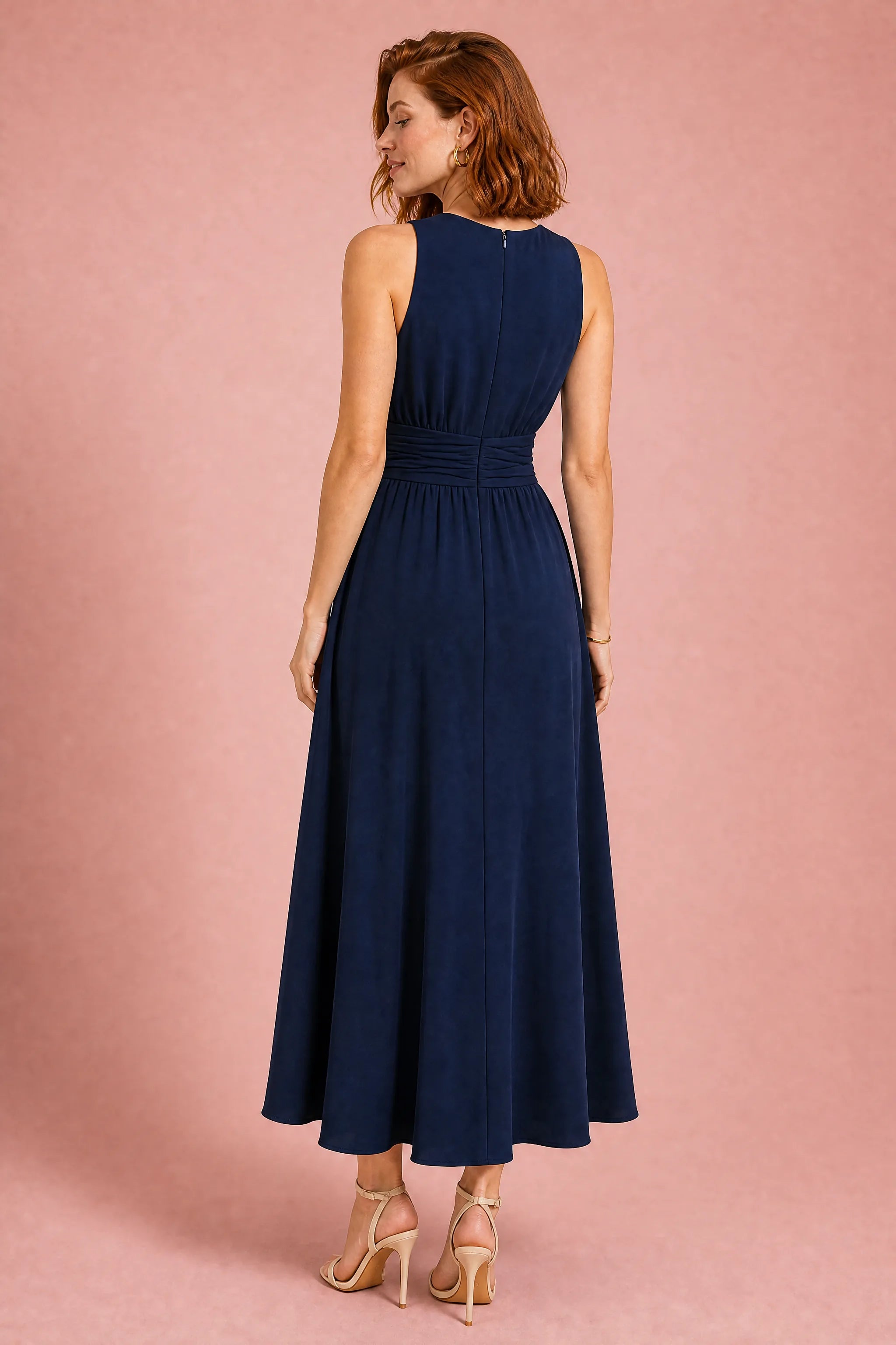 Robe longue fluide taille drapée | Vue de dos | Lounelle Paris