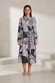 Robe longue imprimée col chemise | Lounelle Paris