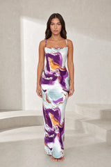 Robe longue imprimée dos nu