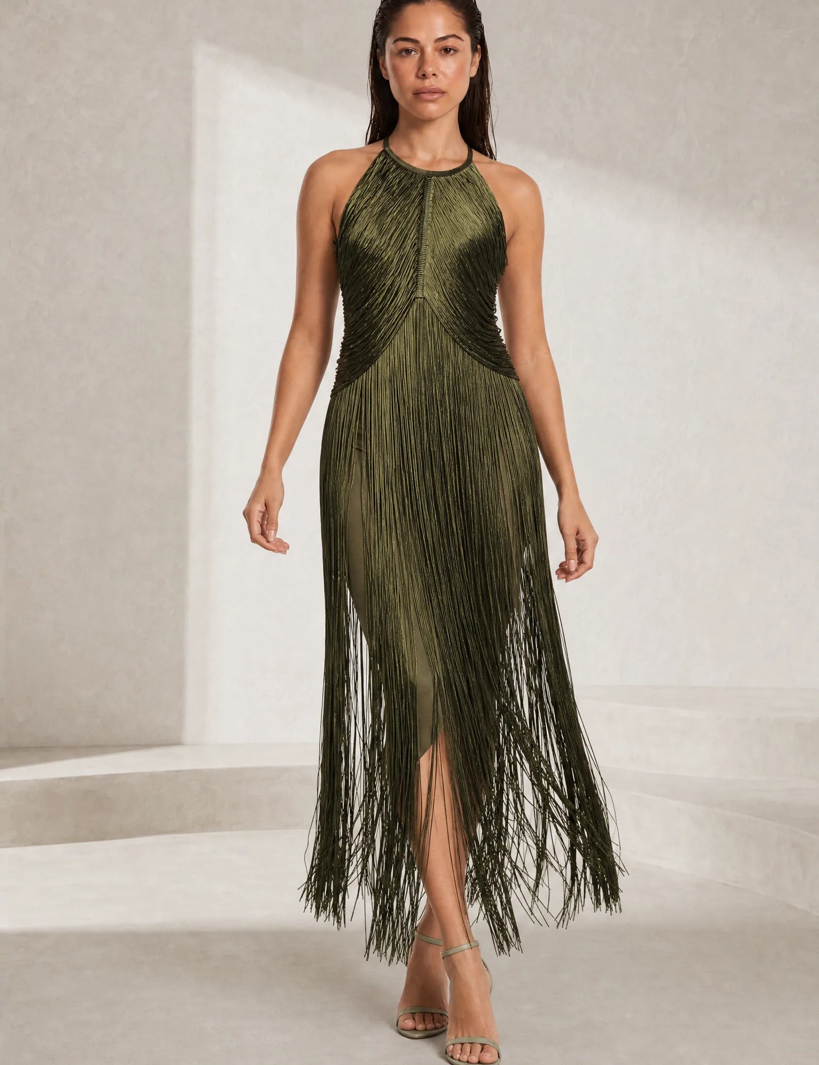 Robe longue licou à franges | Lounelle Paris