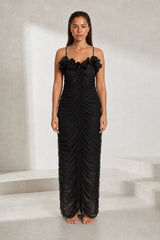 Robe longue noire fines bretelles