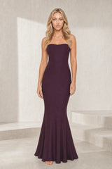 Robe longue prune bustier dos nu