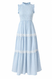 Robe longue rayée smockée | Lounelle Paris