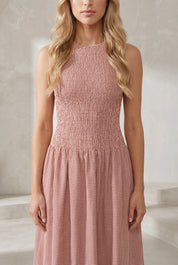 Robe longue vichy smockée | Lounelle Paris