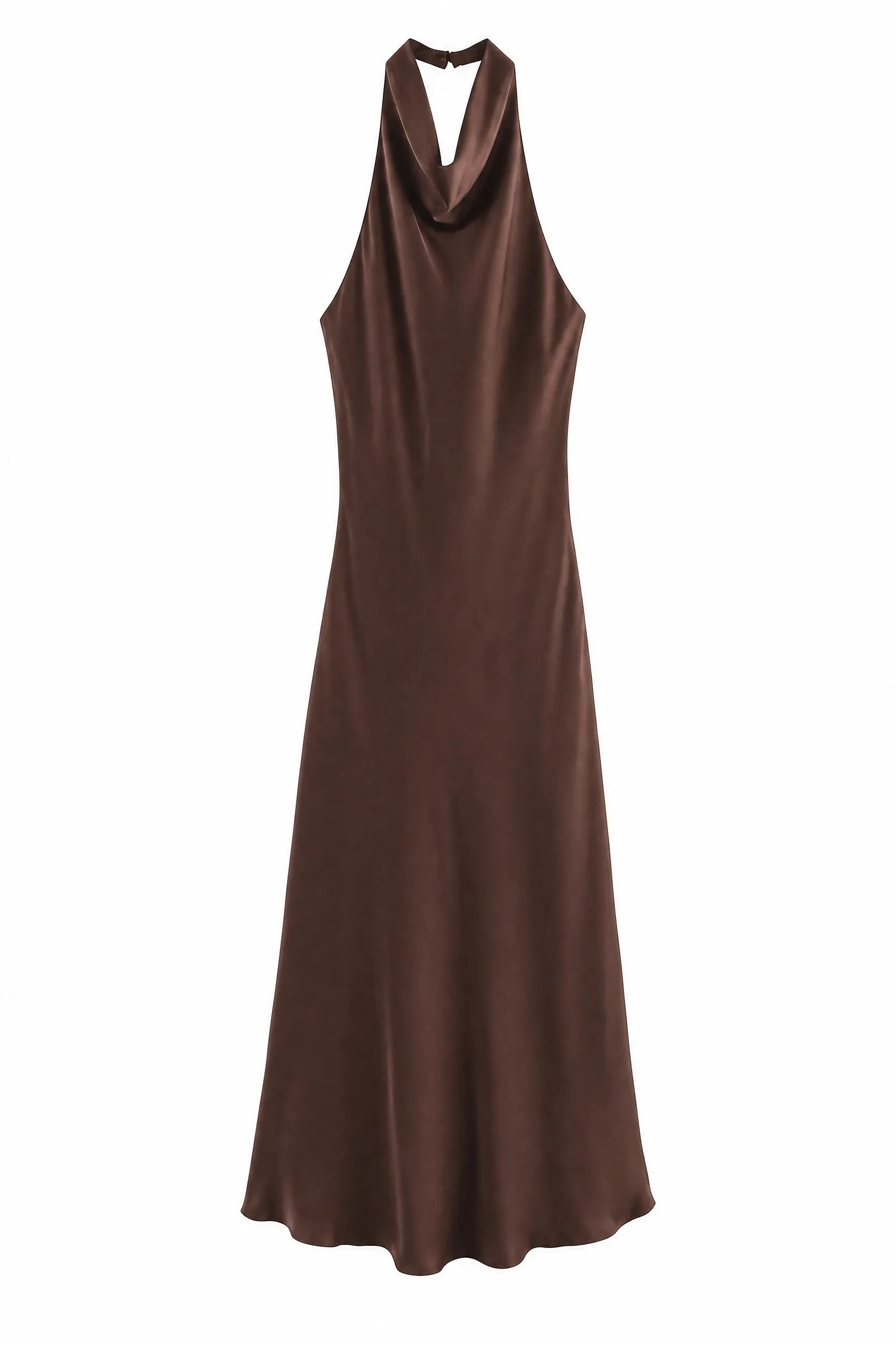 Robe marron col halter dos nu | Lounelle Paris
