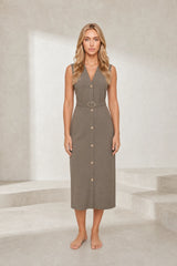 Ceinturée Robe Midi Col V