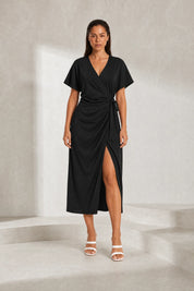 Robe midi portefeuille col V | Lounelle Paris