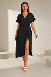 Robe midi portefeuille col V | Lounelle Paris