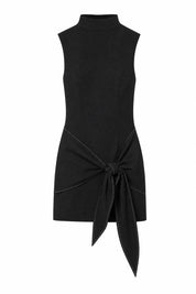 Robe noire col montant à nœud | Lounelle Paris