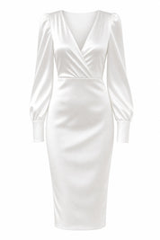 Robe satinée à col V | Lounelle Paris