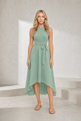 Robe vert menthe asymétrique sans manches