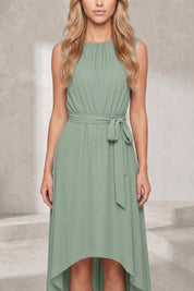 Robe vert menthe asymétrique sans manches | Lounelle Paris