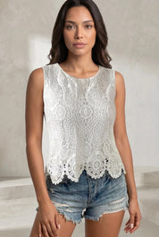 Top en dentelle bretelles larges | Lounelle Paris