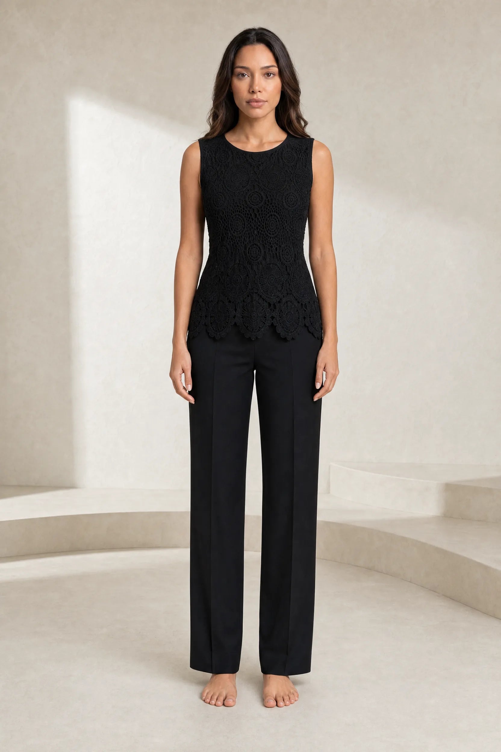 Top en dentelle bretelles larges | Lounelle Paris