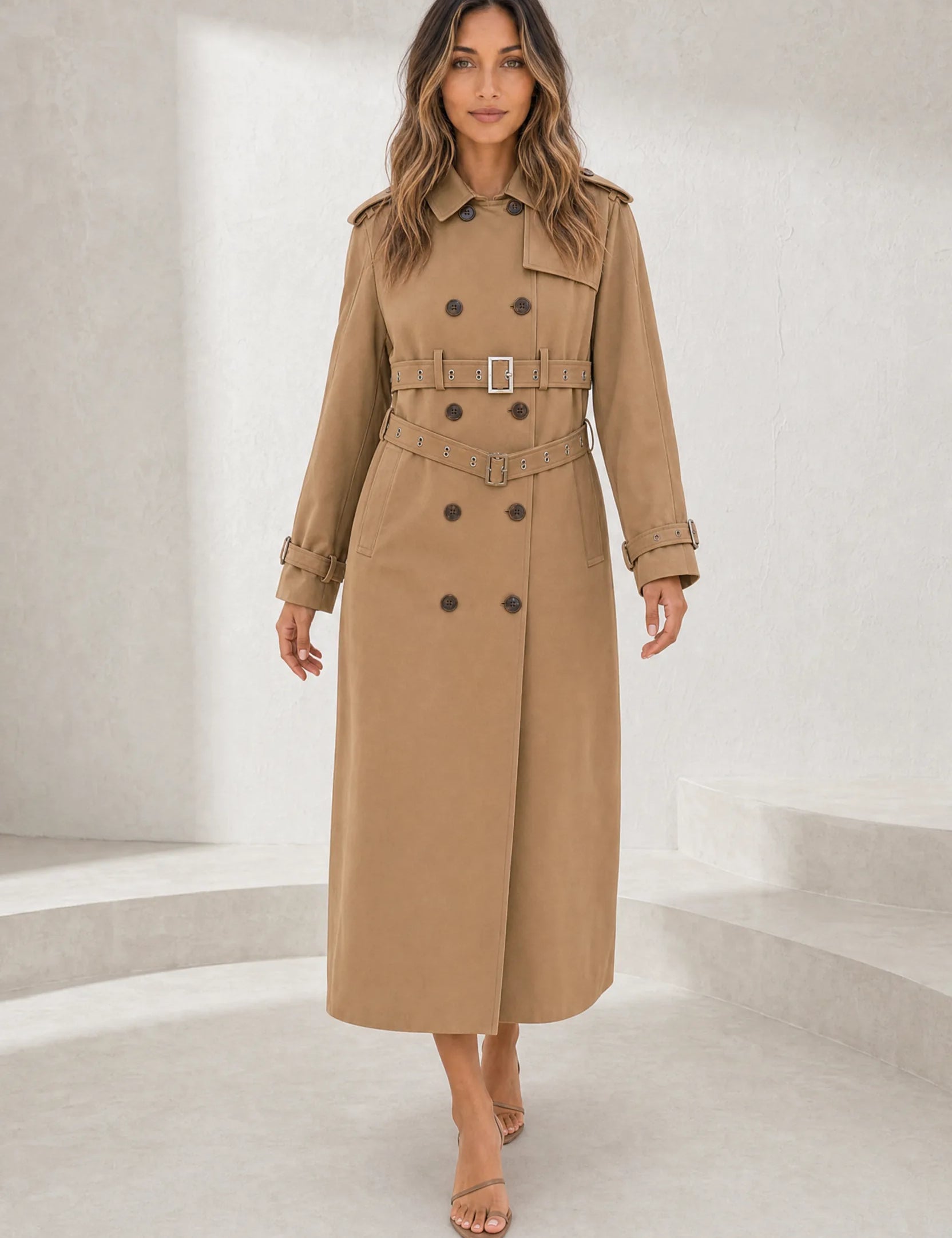 Trench long camel double ceinture | Lounelle Paris