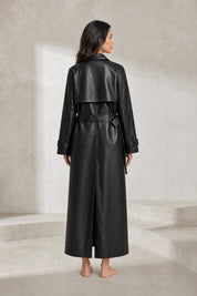 Trench long noir effet cuir | Lounelle Paris