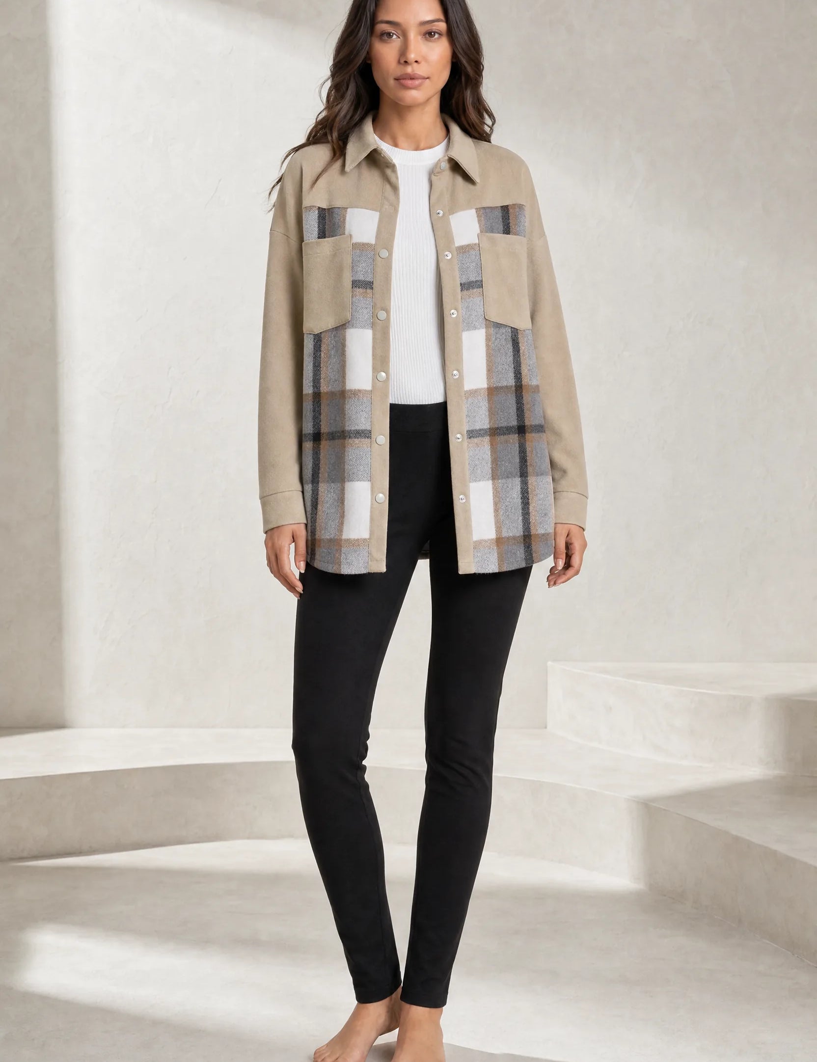 Veste chemise ample à carreaux à carreaux | Lounelle Paris