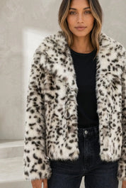 Veste en fausse fourrure imprimé animalier | Lounelle Paris