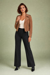 Suede-Bikerjacke mit asymmetrischem Reißverschluss